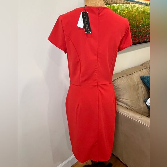 Banana Republic NWT Midi Sheath Dress Red Keyhole Neckline Size 8 - Picture 7 of 11